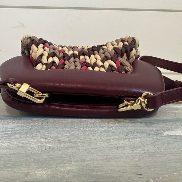 Chic Burgundy and Cream Woven Clutch - Picture 10 of 14